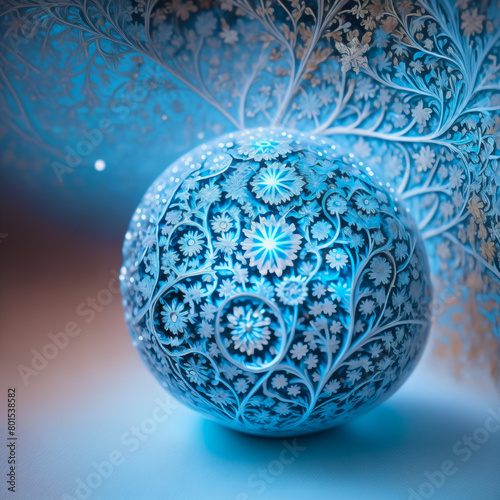 Dithering Abstract Blue Sphere, winter background