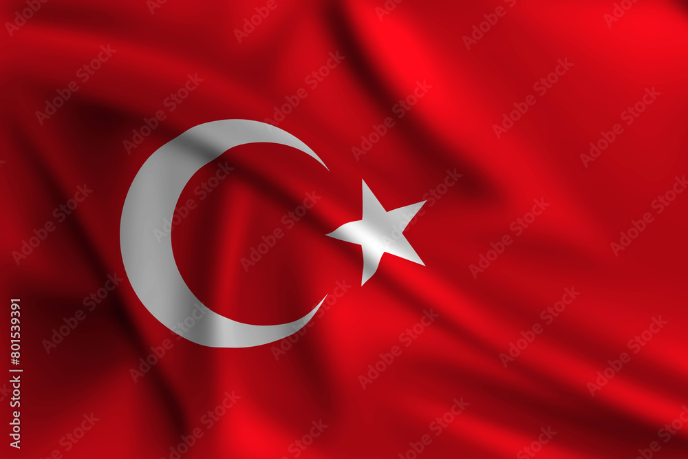 Turkish flag covering the frame is waving in the wind