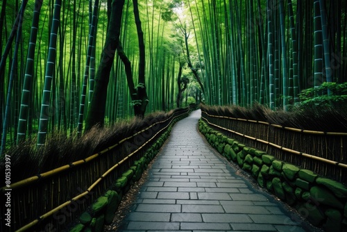 Enchanting bamboo forest path