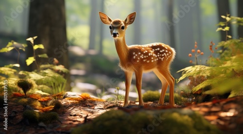 Curious Deer in Enchanted Forest