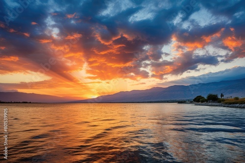 Breathtaking sunset over a serene lake