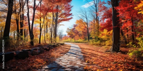Vibrant Autumn Woodland Path