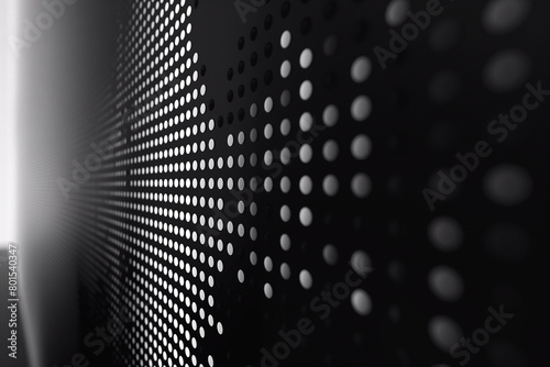 A monochrome background with white dots decreasing in size from foreground to background, creating a tunnel effect on a dark surface (ID: 801540347)