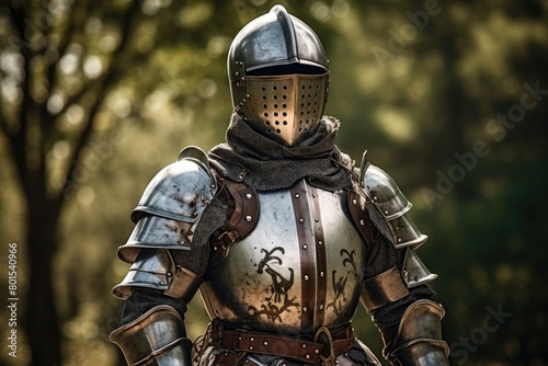 Armored knight in the forest