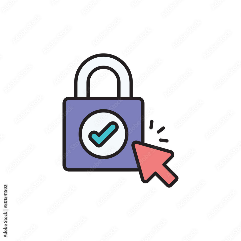 Padlock icon design with white background stock illustration