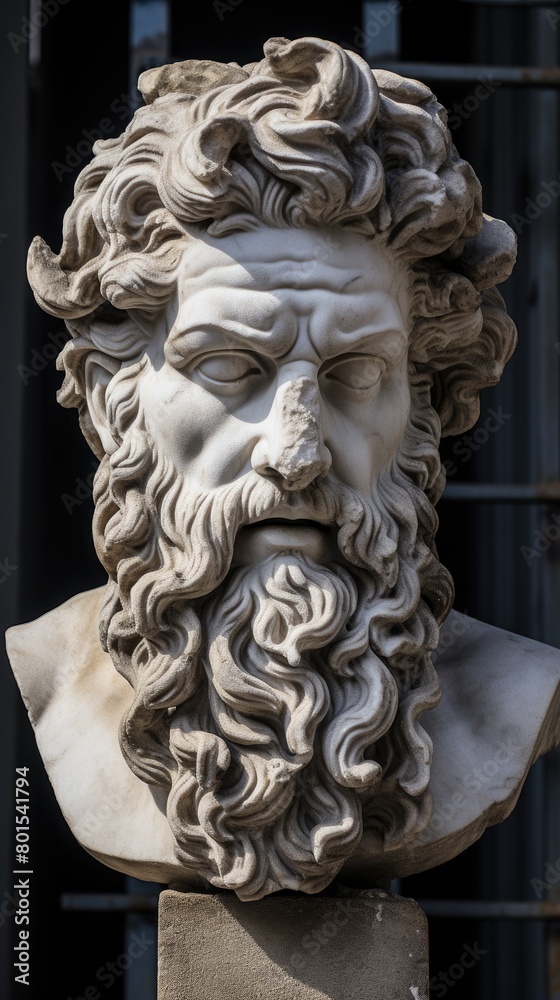 Obraz premium Dramatic Marble Bust with Intricate Facial Features