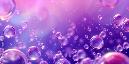 Purple beauty collagen skin serum and vitamin illustration, hyaluronic acid molecules background