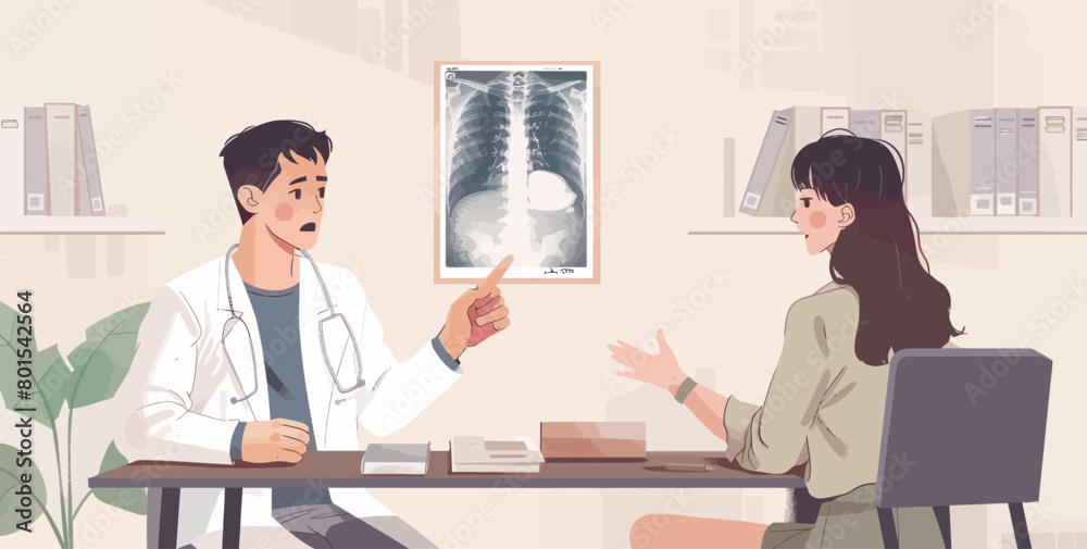 a man and woman sitting at a table with a x - ray in the background a man and woman sitting at a table with a x - ray in the background