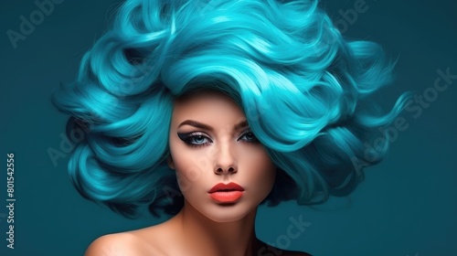 Vibrant Turquoise Hair and Makeup Portrait