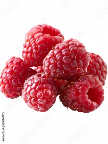 a bunch of raspberries on a white background