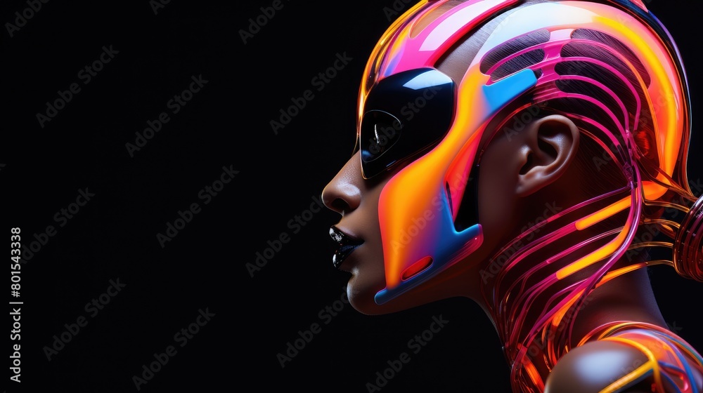 Vibrant futuristic portrait with abstract lighting Vibrant futuristic portrait with abstract lighting