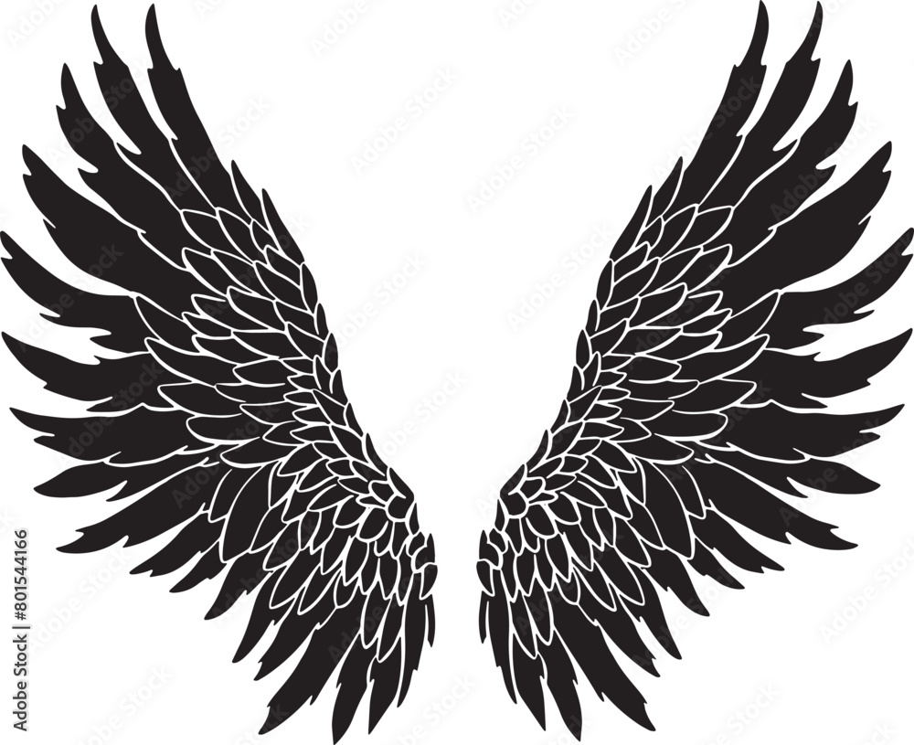 Obraz premium Feather Wings in the form of Angel or Dragon Illustration in Vector