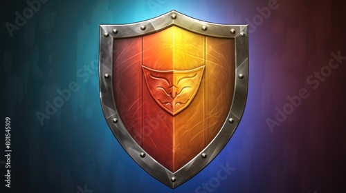 Vibrant Metallic Shield with Emblem