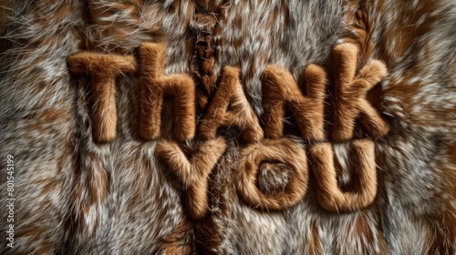 Brown Fur Thank you concept creative art poster.