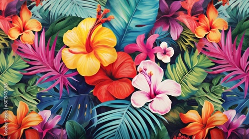 Vibrant tropical floral pattern