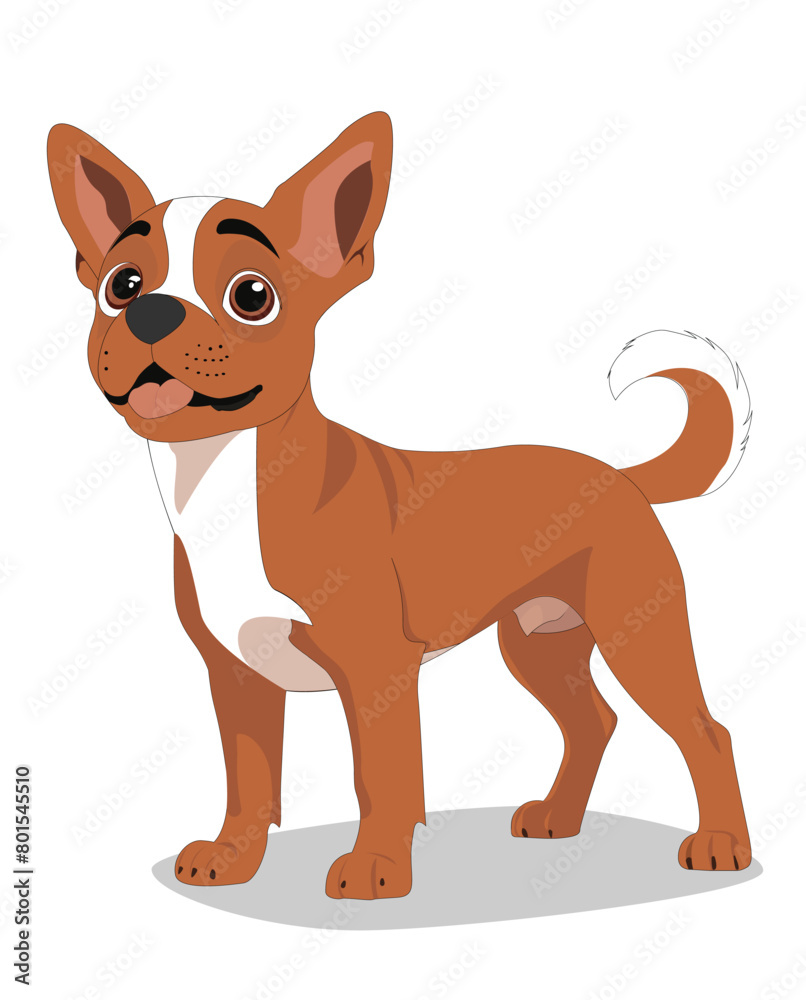 A cute dog three quarter view cartoon character design for animation