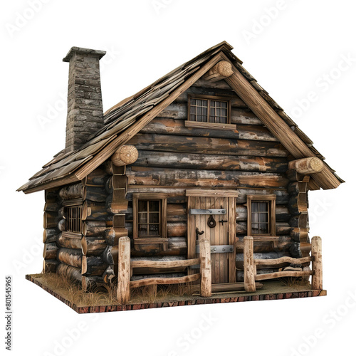 Wooden cabin isolated on white or transparent background © Nazmus