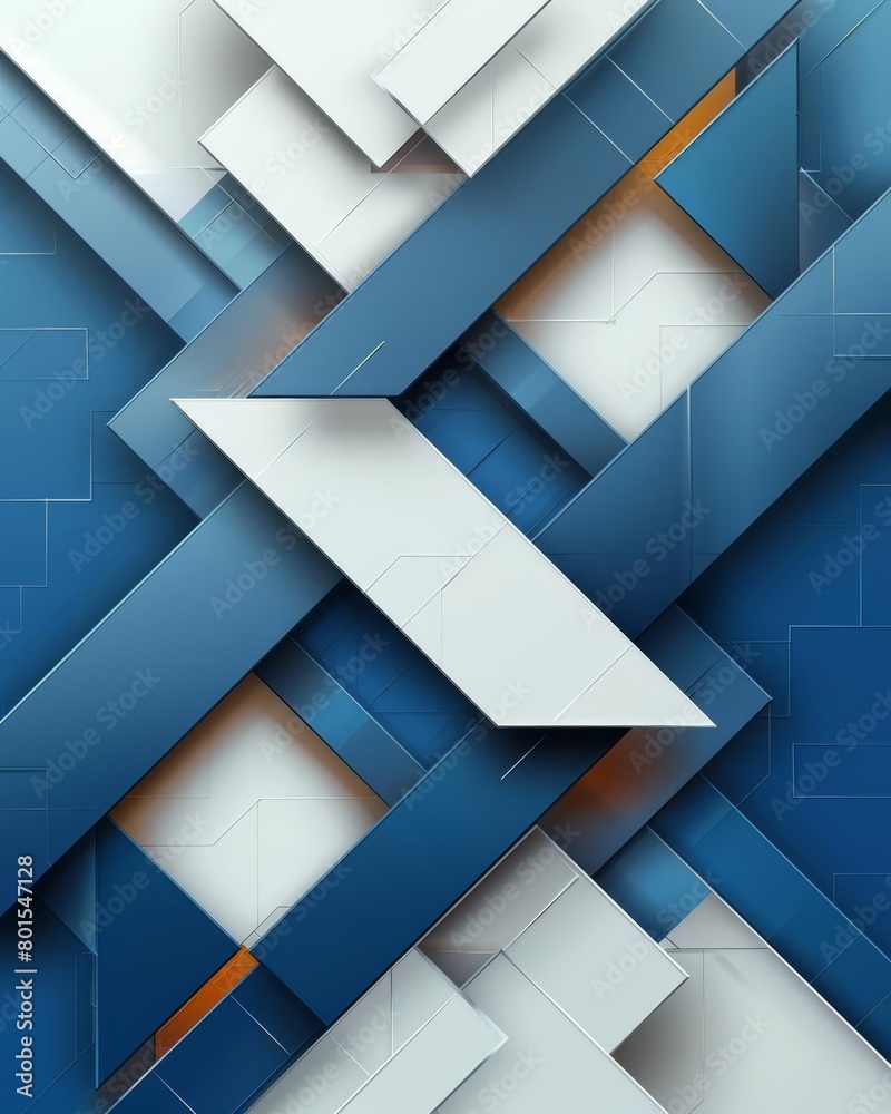 Create a 3D geometric abstraction using a cool palette of blues and grays Create a 3D geometric abstraction using a cool palette of blues and grays
