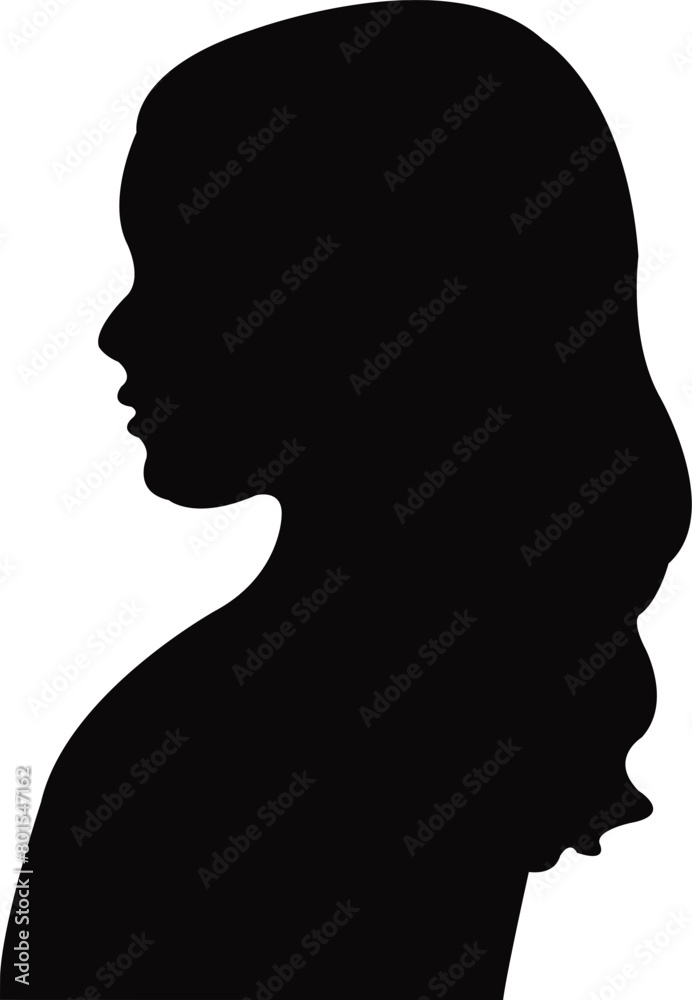 a girl head silhouette vector