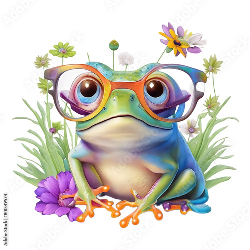 Cute floral frog t-shirt design