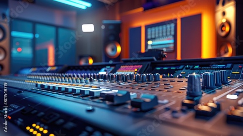 Professional Audio Mixing Console in Modern Recording Studio photo