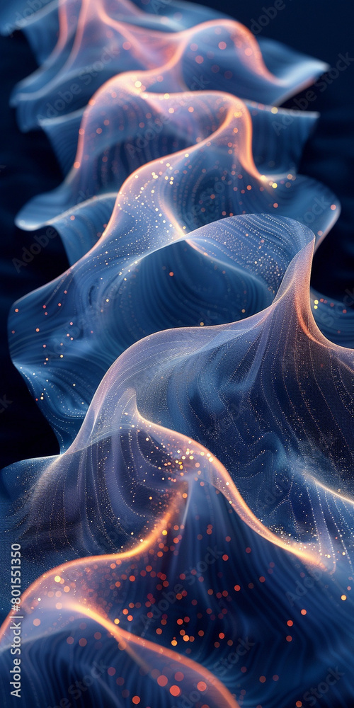 Obraz premium Colorful Waves, Particles, Background, Pattern,