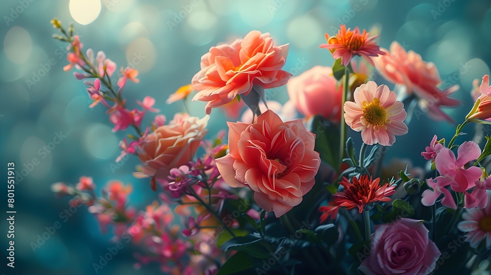 Colorful Bouquet of Flowers in a Vase. Generative-AI Colorful Bouquet of Flowers in a Vase. Generative-AI