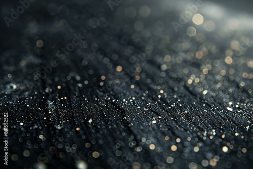 Abstract Black Surface with Sparkling Water Droplets