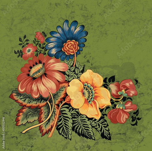 Vibrant vintage flower print