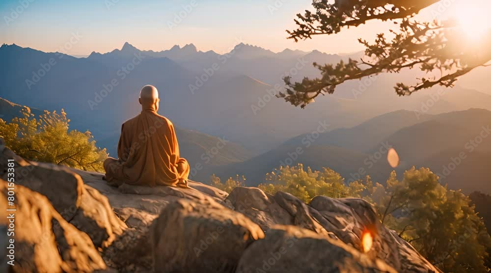 Where Time Stands Still: A Monk's Meditative Moment at Dusk Where Time Stands Still: A Monk's Meditative Moment at Dusk