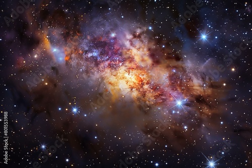 Stunning Image of a Colorful Nebula with Bright Stars