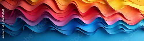 Create a seamless pattern of smooth flowing waves using vibrant rainbow colors