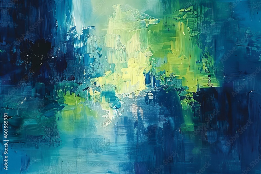 Vibrant Blue and Green Abstract Art Painting