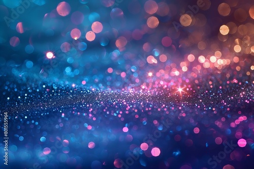 Vibrant Bokeh Lights in Blue and Pink for Festive Background