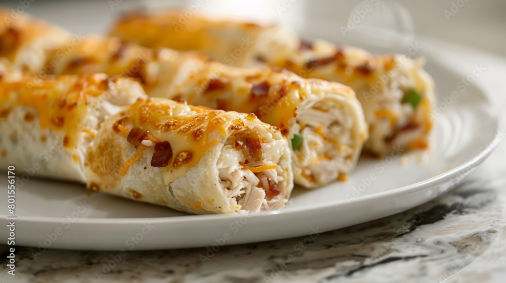 Roll with chicken and bacon and ranch dressing.