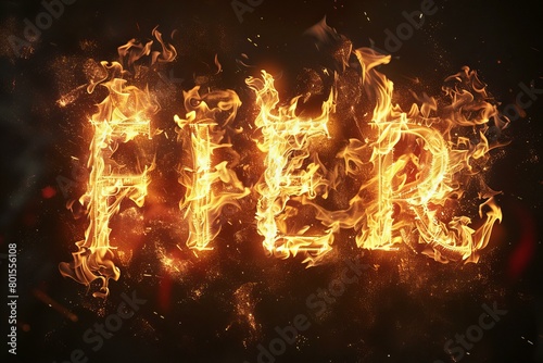 Fiery Text Spell Out Word Fire Against Dark Background