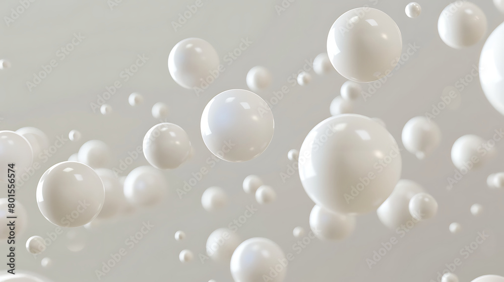 white spheres floating in the air, creating an abstract and minimalistic background with a sense of space and depth white spheres floating in the air, creating an abstract and minimalistic background with a sense of space and depth