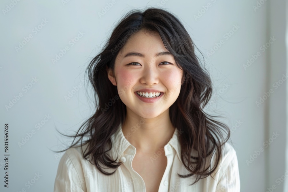 Radiant Asian Woman Poses in Bright Studio for Promotional Brand, Exuding Confidence and Energy Radiant Asian Woman Poses in Bright Studio for Promotional Brand, Exuding Confidence and Energy