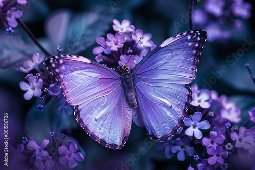 Stunning Purple Butterfly on Delicate White Flowers © Sandu