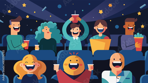 As the night goes on the theater is filled with laughter cheers and tears as the audience watches the thoughtprovoking films.. Vector illustration