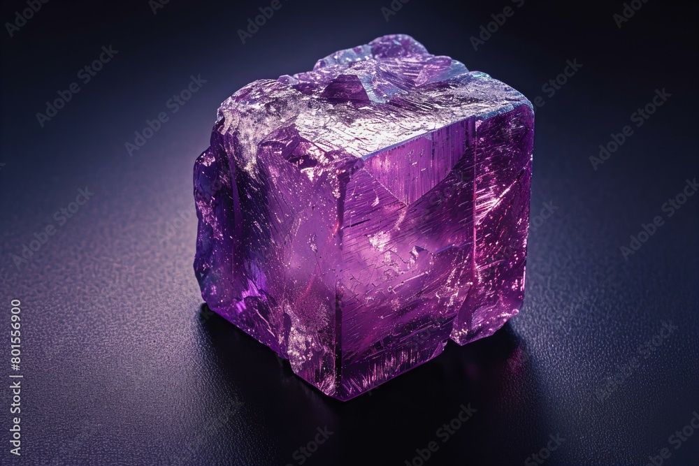 Stunning Purple Quartz Cube on Dark Background