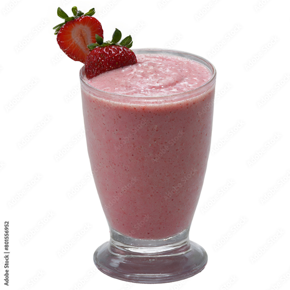 strawberry smoothie with strawberry isolated on white strawberry smoothie with strawberry isolated on white