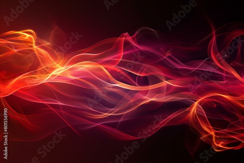 Abstract Red and Orange Waves on Black Background