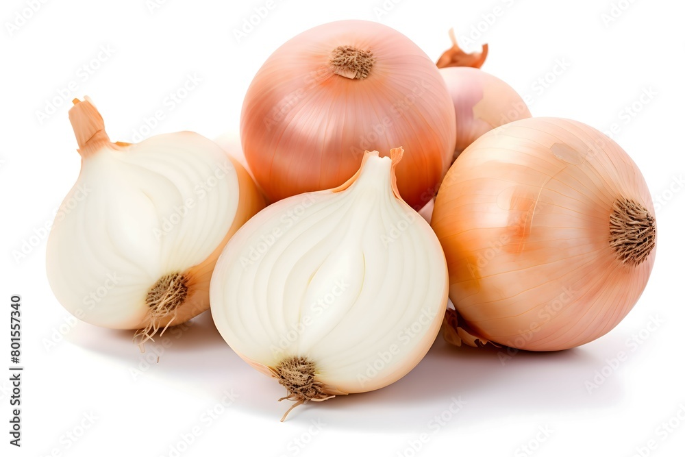 Fototapeta premium Onion in flat style on a white background.Organic vegetable