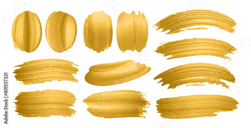 set of gold paint traces, set of gold paint patterns