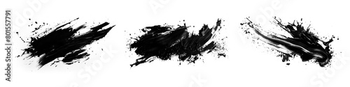 Set bundle abstract black ink paint brush stroke lines texture PNG transparent background isolated graphic resource. Creative brushes pattern art shape design