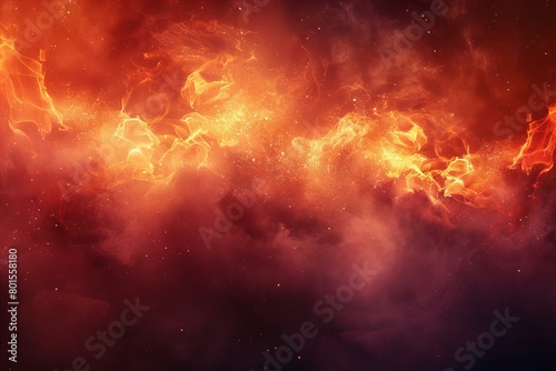 Fiery Abstract Art with Red and Orange Dust Flames