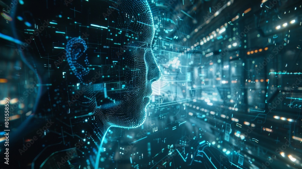 Futuristic Cyber Profile: Detailed Digital Representation of a Human Face
Futuristic Cyber Profile: Detailed Digital Representation of a Human Face