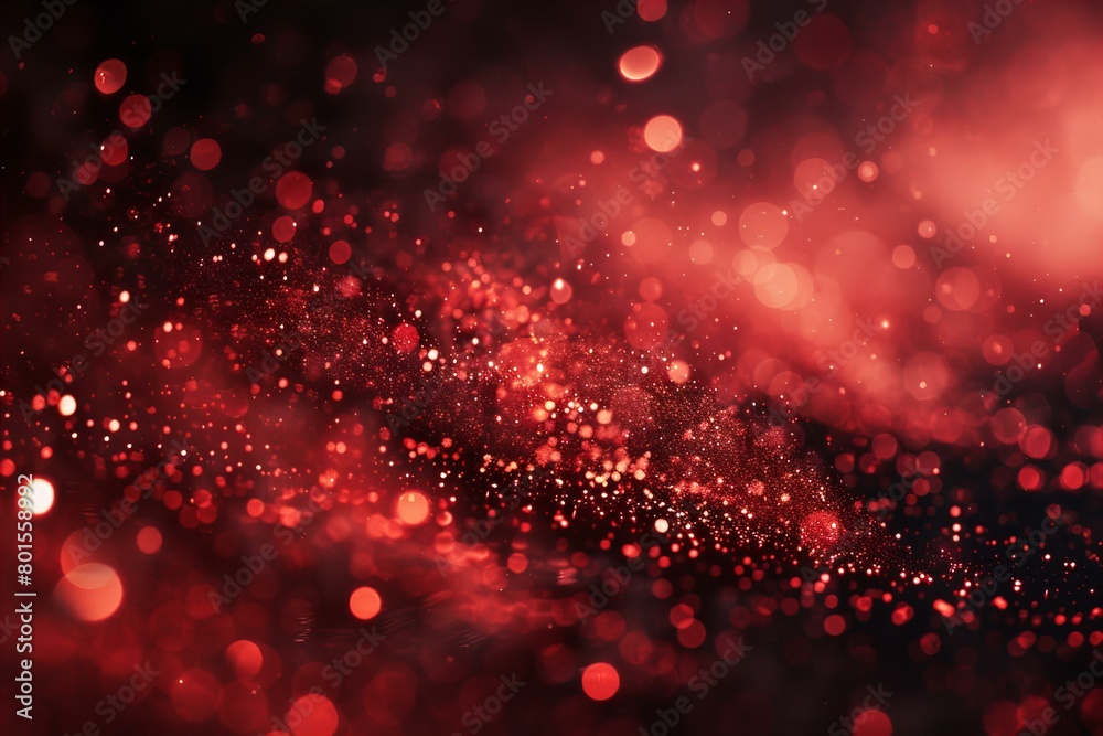 Mystic Red Bokeh Lights and Dust Particles in Darkness