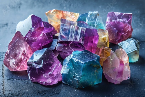 Vibrant Collection of Multi-Colored Fluorite Crystals photo
